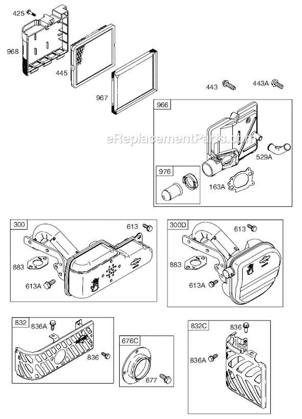 Page E Diagram and Parts List for 12C600SERIES 0100-0118 Briggs and Stratton Engine
